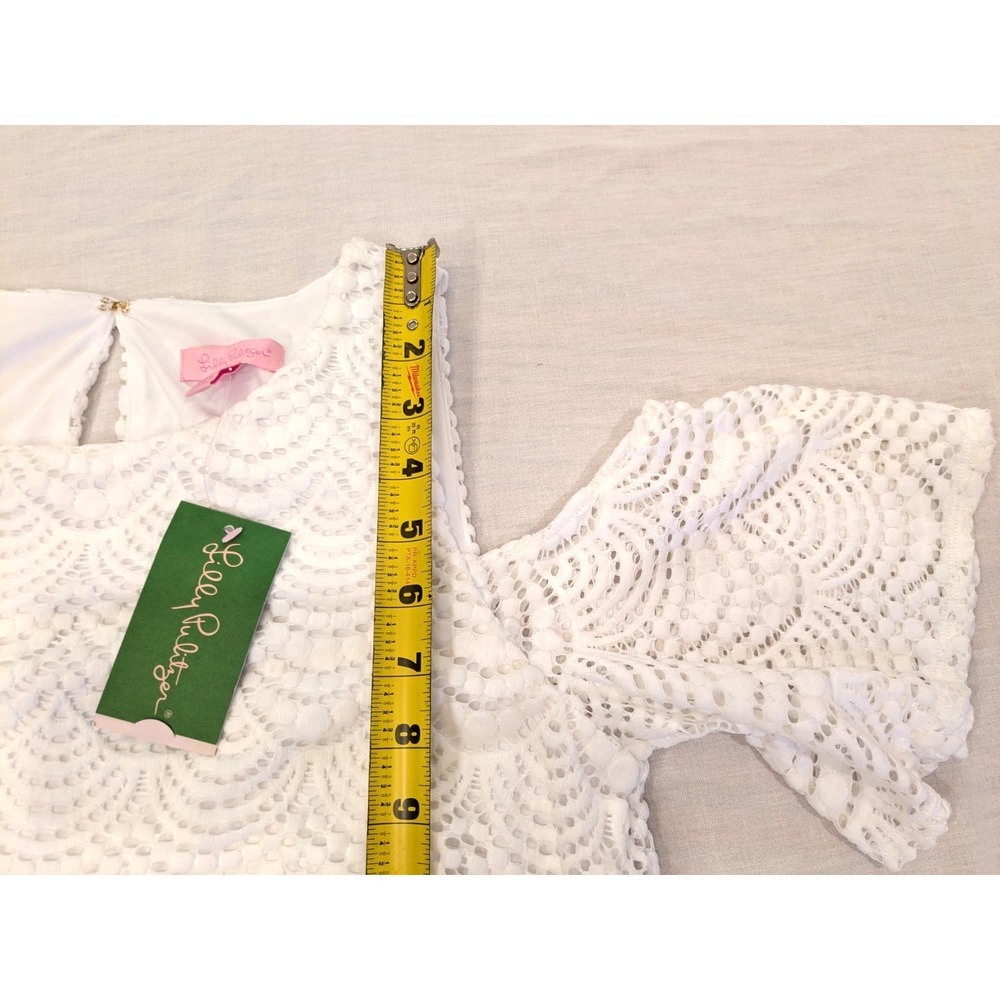 NEW Lilly Pulitzer Somerset Dress Sz: M Nylon Scalloped Lace Lined Cold Shoulder - Picture 15 of 16